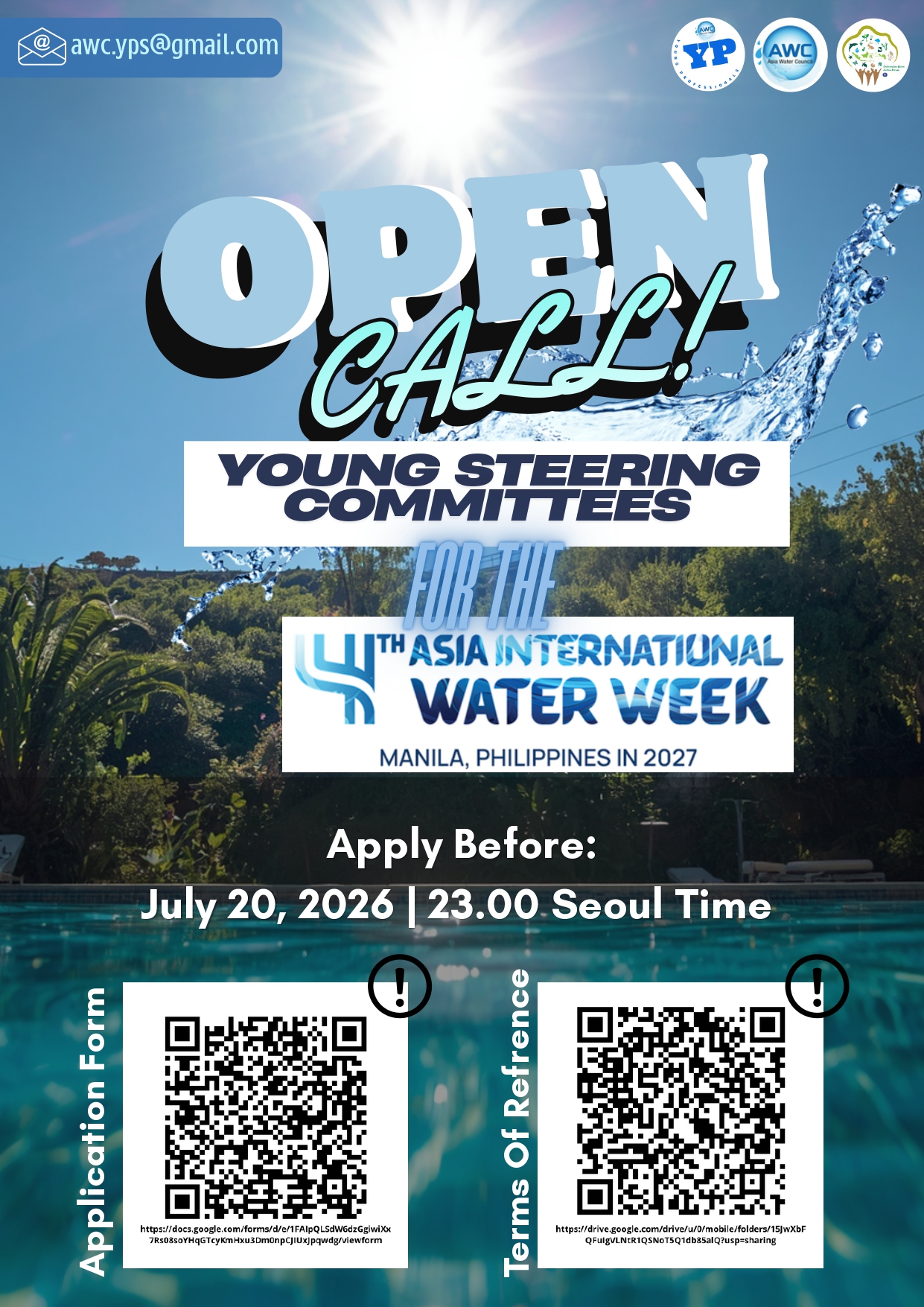 Open Call: Young Steering Committees for the 4th Asia International Water Week, Manila, the Philippines (Deadline: 20 July 2026)